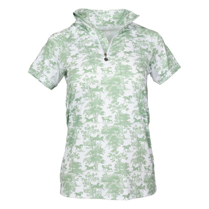 Dapplebay Equestrian Toile 1/4 Zip Light Riding Top - Short Sleeve