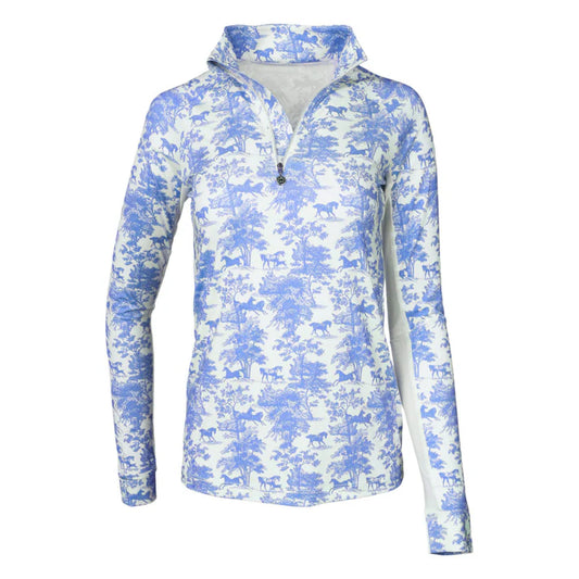Dapplebay Equestrian Toile 1/4 Zip Light Riding Top - Long Sleeve