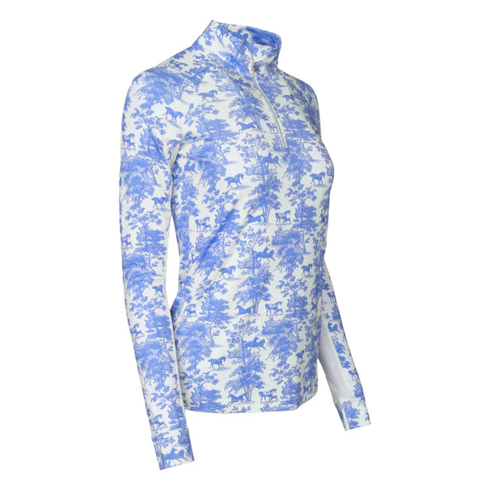 Dapplebay Equestrian Toile 1/4 Zip Light Riding Top - Long Sleeve