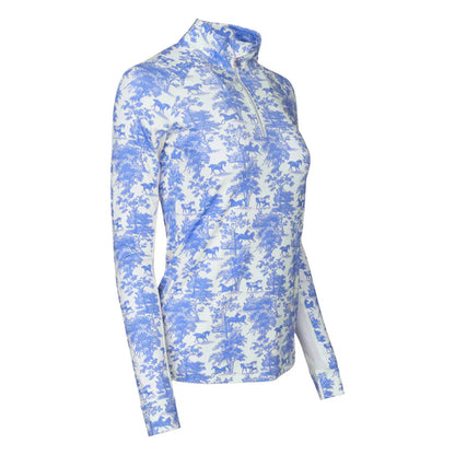 Dapplebay Equestrian Toile 1/4 Zip Light Riding Top - Long Sleeve
