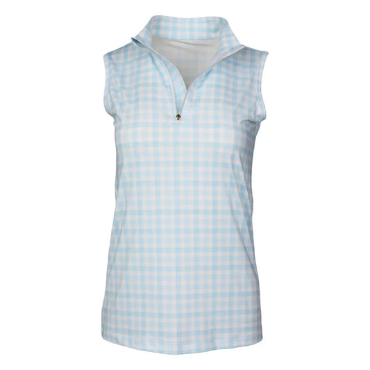 Dapplebay Gingham 1/4 Zip Riding Top - Sleeveless