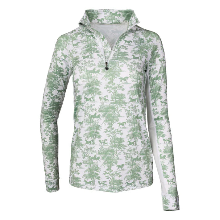 Dapplebay Equestrian Toile 1/4 Zip Light Riding Top - Long Sleeve
