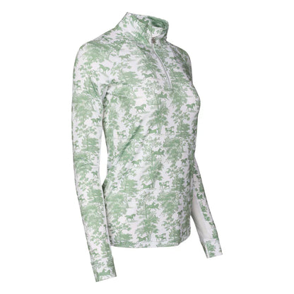 Dapplebay Equestrian Toile 1/4 Zip Light Riding Top - Long Sleeve