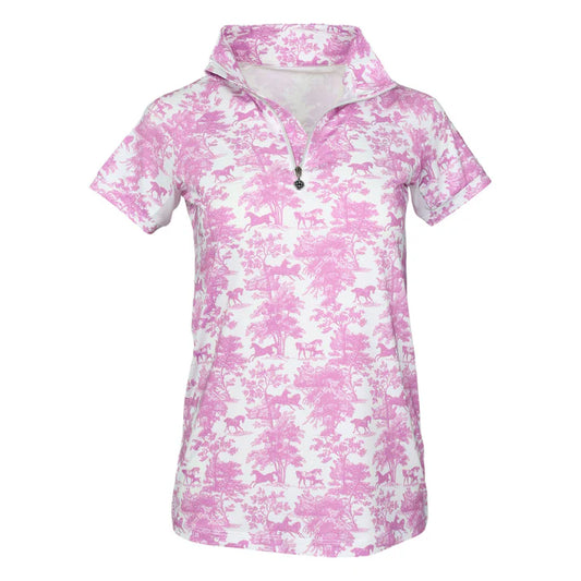Dapplebay Equestrian Toile 1/4 Zip Light Riding Top - Short Sleeve