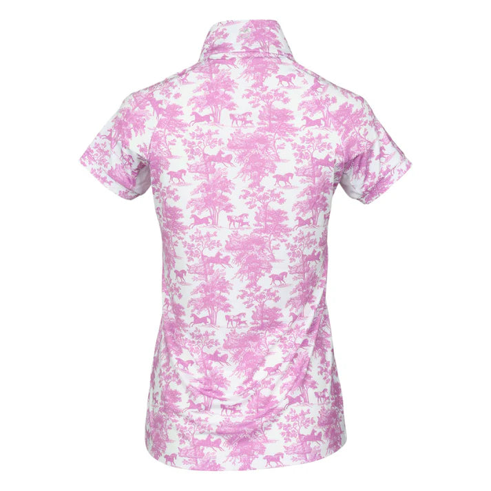 Dapplebay Equestrian Toile 1/4 Zip Light Riding Top - Short Sleeve