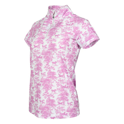 Dapplebay Equestrian Toile 1/4 Zip Light Riding Top - Short Sleeve